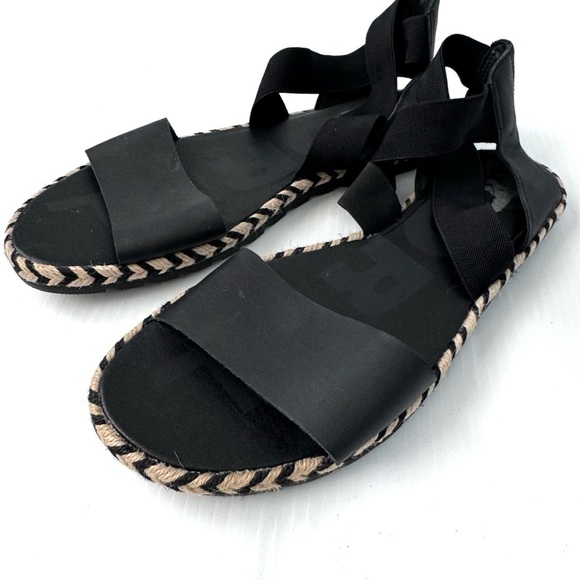 Sorel Ella espadrille ankle strap black sandals size 11 - Picture 1 of 6
